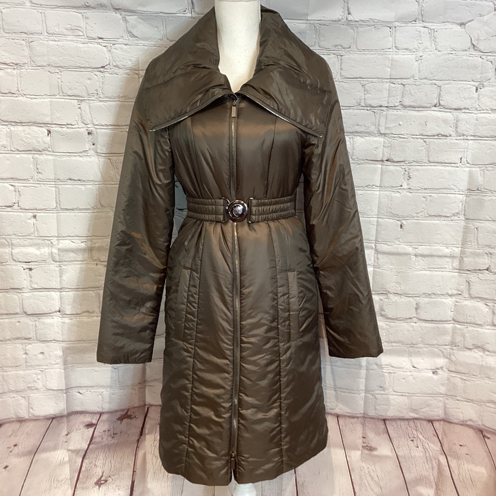VINCE LIGHTWEIGHT LONGLINE PUFFER JACKET BROWN BRONZE BUTTER SOFT EUC SZ MED